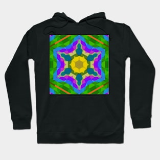 Retro Mandala Flower Blue Green and Purple Hoodie